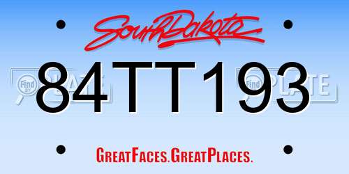 84TT193 South Dakota License Plate