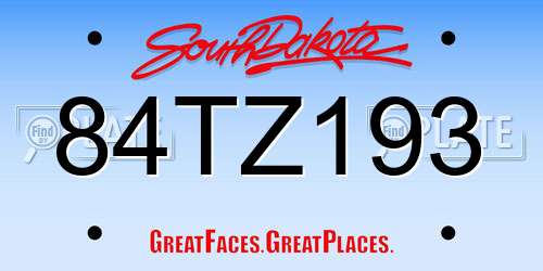 84TZ193 South Dakota License Plate