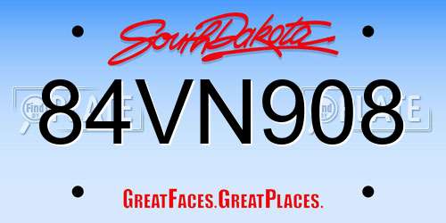 84VN908 South Dakota License Plate