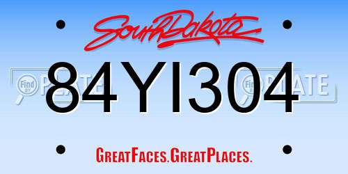 84YI304 South Dakota License Plate