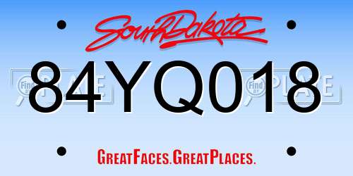 84YQ018 South Dakota License Plate
