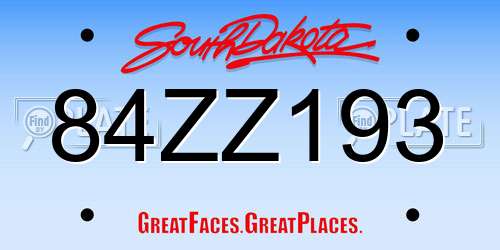 84ZZ193 South Dakota License Plate