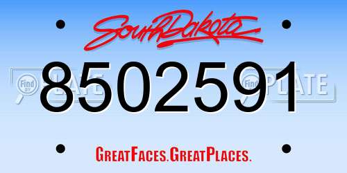 8502591 South Dakota License Plate