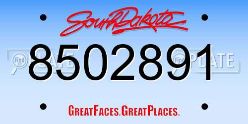 8502891 South Dakota License Plate