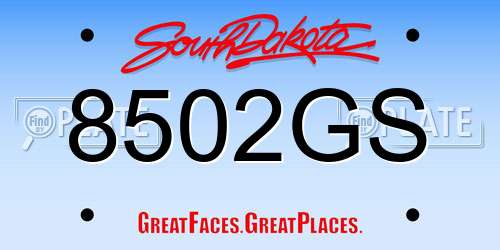 8502GS South Dakota License Plate