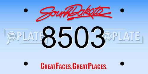 8503 South Dakota License Plate