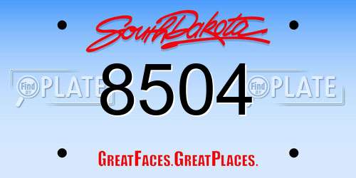 8504 South Dakota License Plate