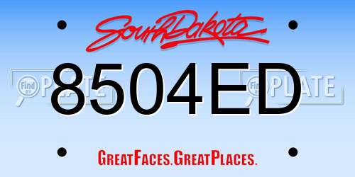8504ED South Dakota License Plate