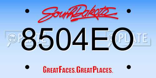 8504EO South Dakota License Plate