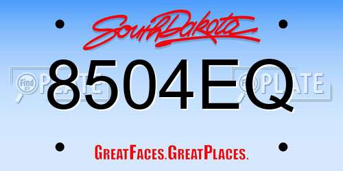 8504EQ South Dakota License Plate