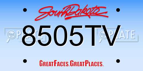 8505TV South Dakota License Plate