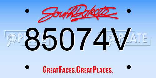 85074V South Dakota License Plate