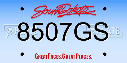 8507GS South Dakota License Plate