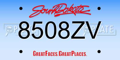 8508ZV South Dakota License Plate