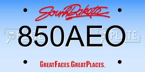 850AEO South Dakota License Plate
