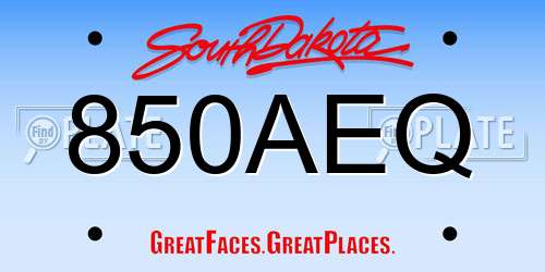 850AEQ South Dakota License Plate