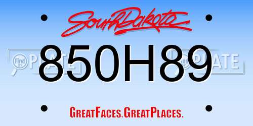 850H89 South Dakota License Plate