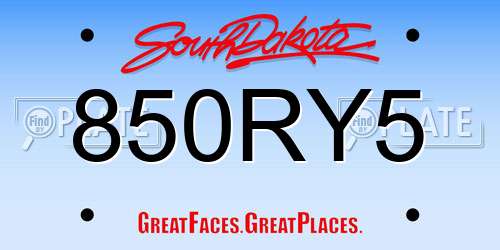 850RY5 South Dakota License Plate