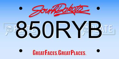 850RYB South Dakota License Plate