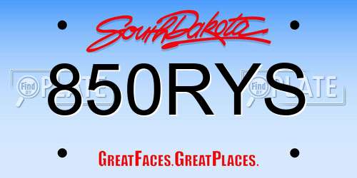 850RYS South Dakota License Plate