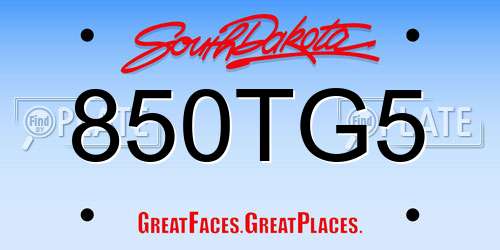 850TG5 South Dakota License Plate