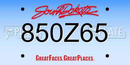 850Z65 South Dakota License Plate