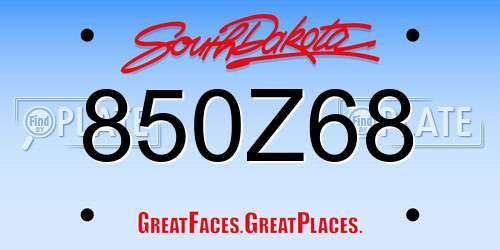 850Z68 South Dakota License Plate