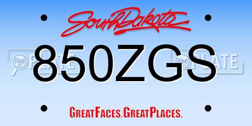 850ZGS South Dakota License Plate