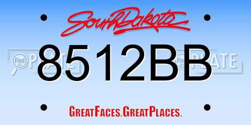 8512BB South Dakota License Plate