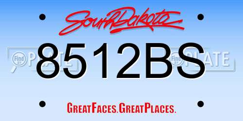 8512BS South Dakota License Plate