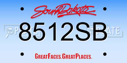 8512SB South Dakota License Plate