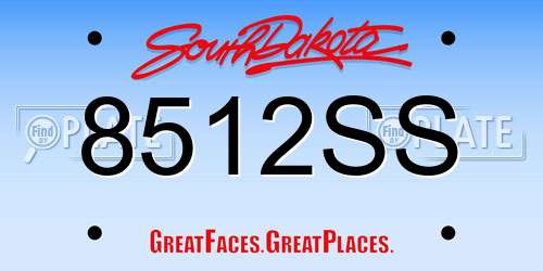 8512SS South Dakota License Plate