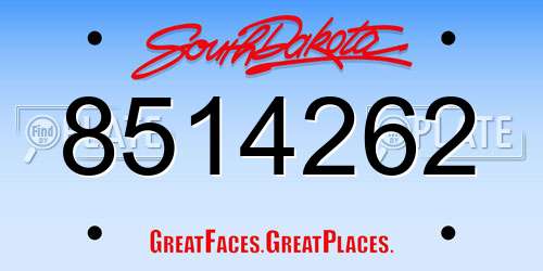8514262 South Dakota License Plate