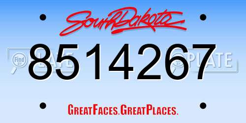 8514267 South Dakota License Plate
