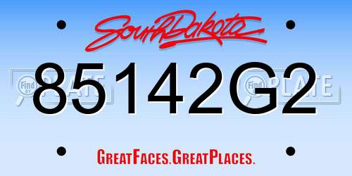 85142G2 South Dakota License Plate