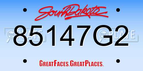 85147G2 South Dakota License Plate