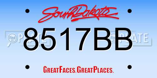 8517BB South Dakota License Plate