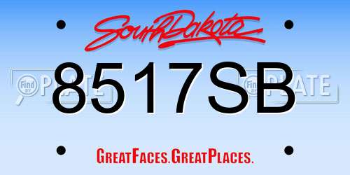 8517SB South Dakota License Plate