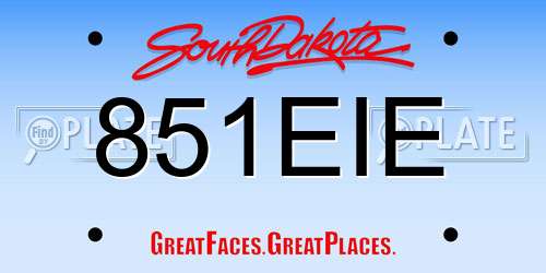 851EIE South Dakota License Plate