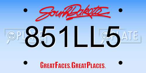 851LL5 South Dakota License Plate