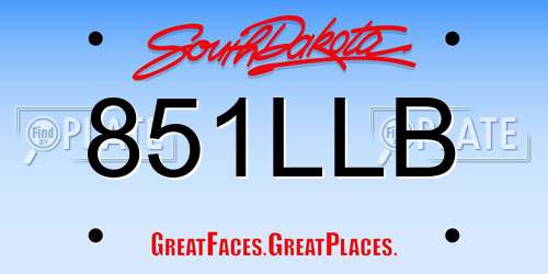 851LLB South Dakota License Plate