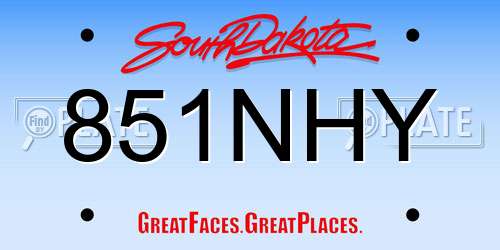 851NHY South Dakota License Plate