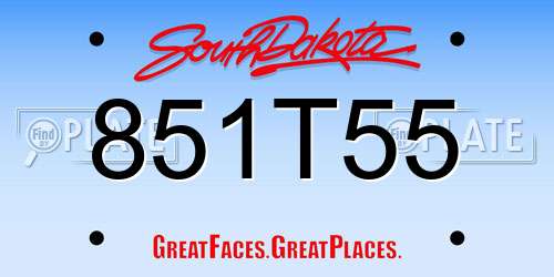 851T55 South Dakota License Plate