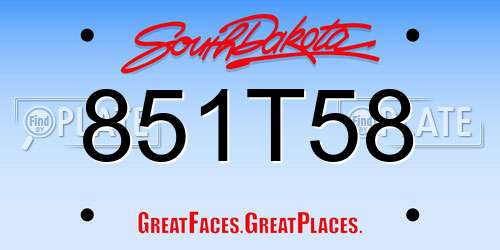 851T58 South Dakota License Plate