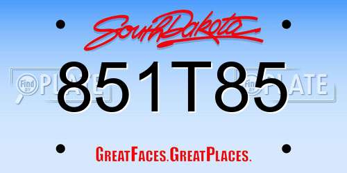 851T85 South Dakota License Plate