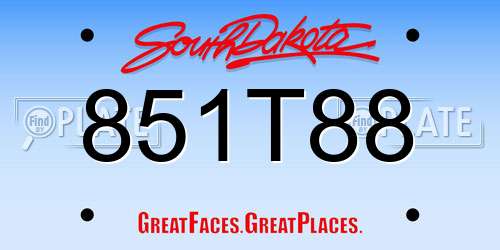 851T88 South Dakota License Plate