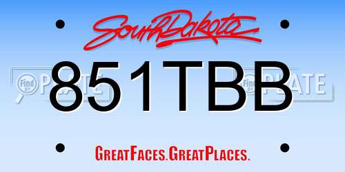 851TBB South Dakota License Plate