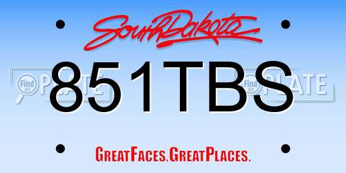 851TBS South Dakota License Plate