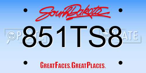 851TS8 South Dakota License Plate