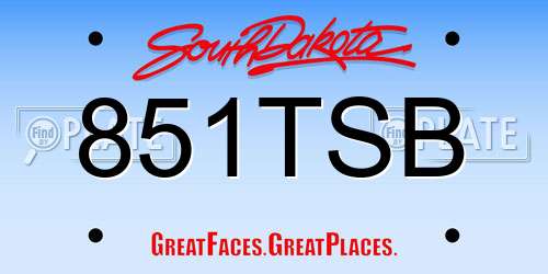 851TSB South Dakota License Plate